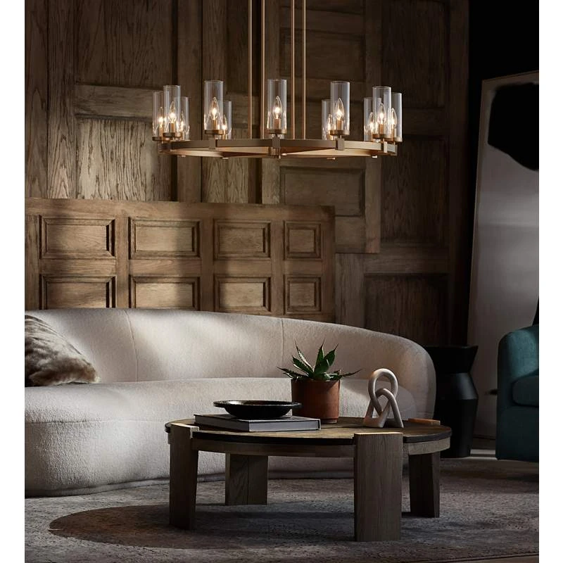 Stiffel Aron 36" Wide Brass 12-Light Wagon Wheel Chandelier 1 Stiffel Aron 36" Wide Brass 12-Light Wagon Wheel Chandelier