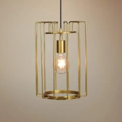 Access Lighting Wired 9" Wide Gold Open Cage LED Mini Pendant