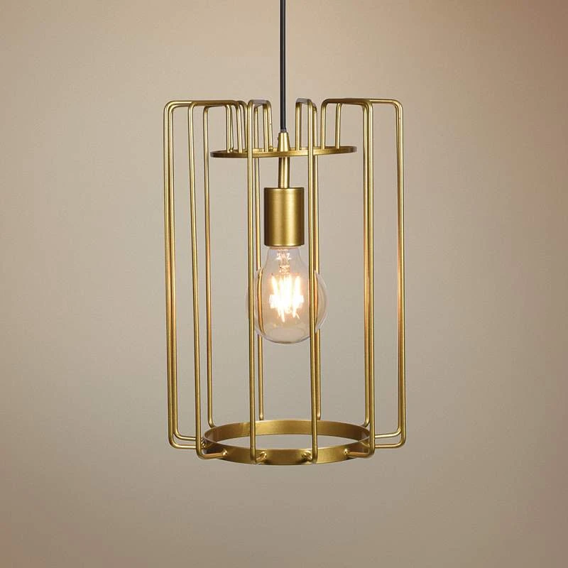 Access Lighting Wired 9" Wide Gold Open Cage LED Mini Pendant 1 Access Lighting Wired 9" Wide Gold Open Cage LED Mini Pendant