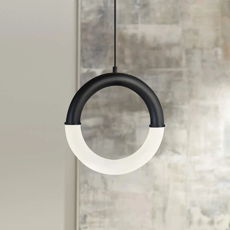 Modern Lamp Shop -Modern Lamp Shop acryluxe revolve 10 and one quarter inch wide black led mini pendant 85t81cropped