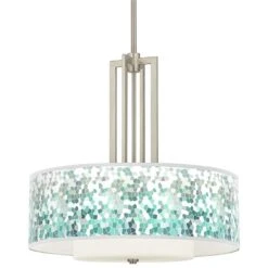 Aqua Mosaic Carey 24" Brushed Nickel 4-Light Chandelier