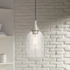 Art Glass 6 1/4"W Clear Glass Brushed Nickel Mini Pendant