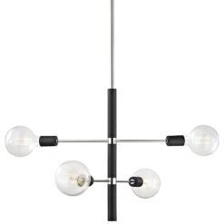 Astrid 24" Wide Polished Nickel And Black 4-Light Chandelier