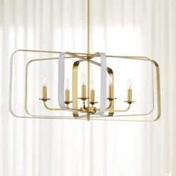 Aureum 40" Wide Gold And White 6-Light Island Pendant Light