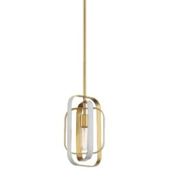 Aureum 7"W Honey Gold And White Open Cage Mini Pendant Light