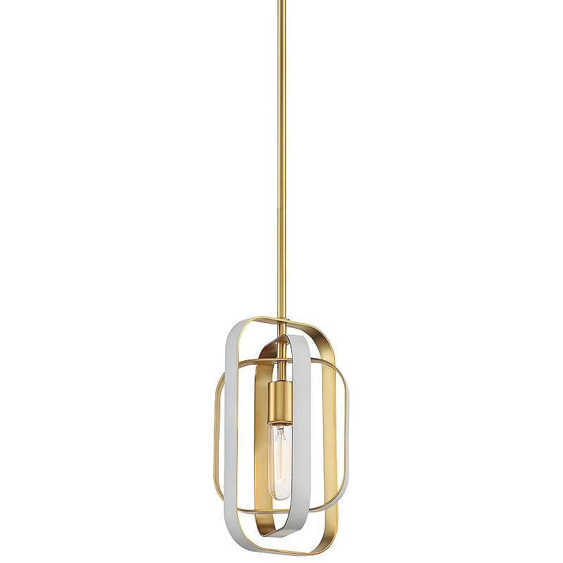 Aureum 7"W Honey Gold And White Open Cage Mini Pendant Light 1 Aureum 7"W Honey Gold And White Open Cage Mini Pendant Light