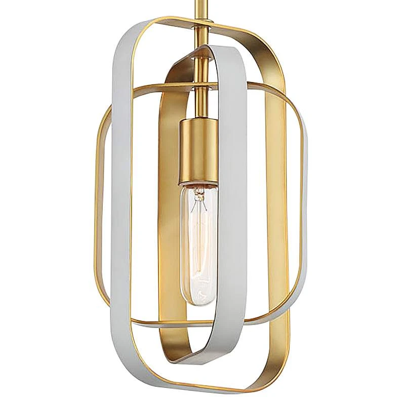 Aureum 7"W Honey Gold And White Open Cage Mini Pendant Light 2 Aureum 7"W Honey Gold And White Open Cage Mini Pendant Light - Image 2