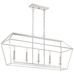 Aviary 42" Wide Polished Nickel Kitchen Island Light Pendant 6 Aviary 42" Wide Polished Nickel Kitchen Island Light Pendant -Modern Lamp Shop aviary 42 inch wide polished nickel kitchen island light pendant 78d09views1