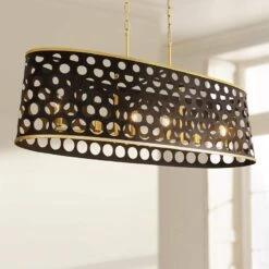 Bailey 44" Wide Matte Black Gold 6-Light Island Pendant