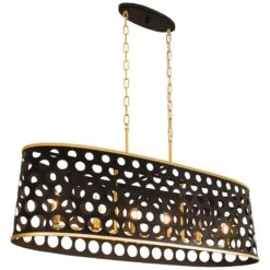 Bailey 44" Wide Matte Black Gold 6-Light Island Pendant -Modern Lamp Shop bailey 44 inch wide matte black gold 6 light island pendant 439k1views3