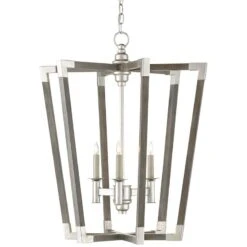 Bastian 23 1/2"W Chateau Gray Silver 3-Light Foyer Pendant 5 Bastian 23 1/2"W Chateau Gray Silver 3-Light Foyer Pendant -Modern Lamp Shop bastian 23 and one half inchw chateau gray silver 3 light foyer pendant 87t40views1