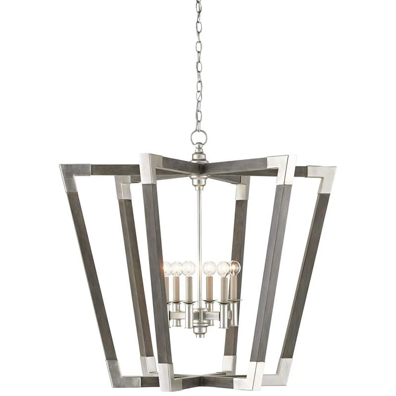 Bastian 37 1/4"W Chateau Gray Silver 6-Light Foyer Pendant 2 Bastian 37 1/4"W Chateau Gray Silver 6-Light Foyer Pendant - Image 2
