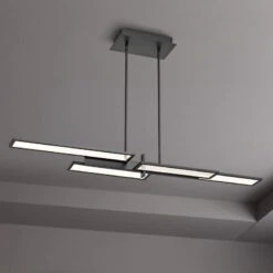 Bayswater 46"W Matte Black 4-Light LED Island Pendant Light