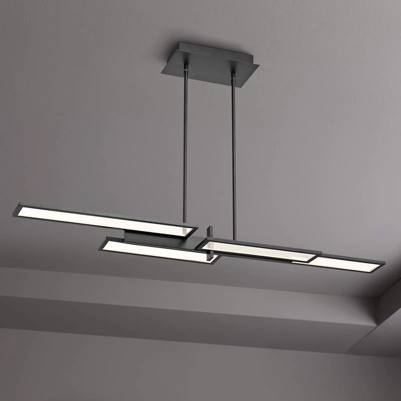 Bayswater 46"W Matte Black 4-Light LED Island Pendant Light 1 Bayswater 46"W Matte Black 4-Light LED Island Pendant Light