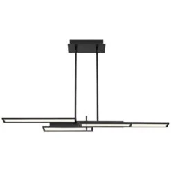 Bayswater 46"W Matte Black 4-Light LED Island Pendant Light 6 Bayswater 46"W Matte Black 4-Light LED Island Pendant Light -Modern Lamp Shop bayswater 46 inchw matte black 4 light led island pendant light 84h84views1