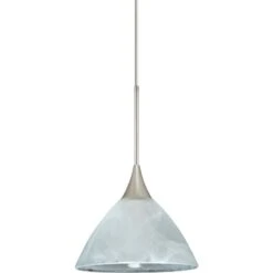 Besa Domi 5" Wide Satin Nickel Marble Glass Mini Pendant