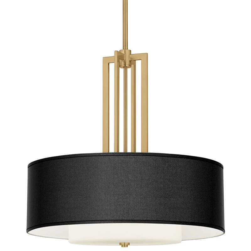 Black Faux Silk Carey 24" Gold 4-Light Chandelier 1 Black Faux Silk Carey 24" Gold 4-Light Chandelier