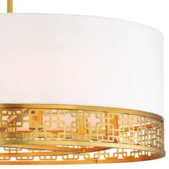Blairmoor 25" Wide Honey Gold And Faux Silk Modern Pendant Light -Modern Lamp Shop blairmoor 25 inch wide honey gold and faux silk modern pendant light 77p16views1