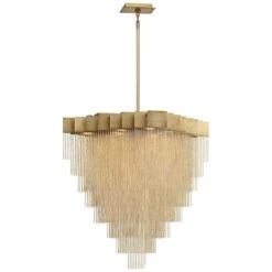 Bloomfield 31" Wide Antique Brush Gold LED Pendant Light -Modern Lamp Shop bloomfield 31 inch wide antique brush gold led pendant light 84j06views1