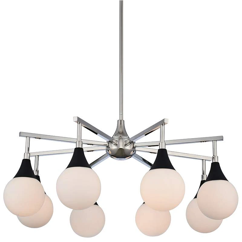 Bogart 28" Wide Black W/ Polished Nickel 8-Light Chandelier 2 Bogart 28" Wide Black W/ Polished Nickel 8-Light Chandelier - Image 2