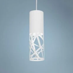 AFX Boon 3 1/2" Wide White Cut Metal Cylinder LED Mini Pendant