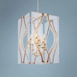 Brenton Cove 18"W Gold Mist Gold Leaf 8-Light Foyer Pendant