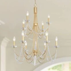 Brentwood 26" Wide French Gold 10-Light 2-Tier Chandelier