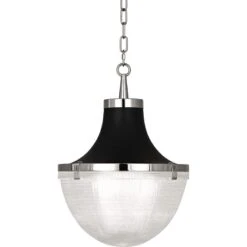 Brighton 13"W Polished Nickel And Matte Black Pendant Light