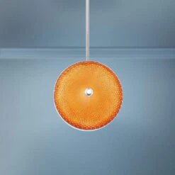 Caledonia 10"W Orange Honeycomb Glass LED Mini Pendant Light