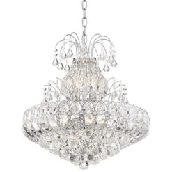 Calylah 21 1/2" Wide Chrome And Crystal Chandelier -Modern Lamp Shop calylah 21 and one half inch wide chrome and crystal chandelier 56n57