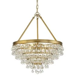 Calypso 20" Wide Vibrant Gold And Crystal Teardrop Chandelier -Modern Lamp Shop calypso 20 inch wide vibrant gold and crystal teardrop chandelier 61h96