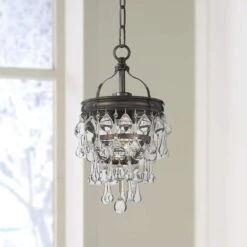 Calypso 7 1/2" Wide Vibrant Bronze And Crystal Mini Chandelier