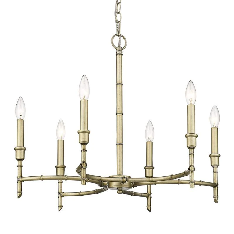 Golden Lighting Cambay 25" Wide White Gold Metal 6-Light Chandelier 2 Golden Lighting Cambay 25" Wide White Gold Metal 6-Light Chandelier - Image 2