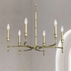 Golden Lighting Cambay 25" Wide White Gold Metal 6-Light Chandelier
