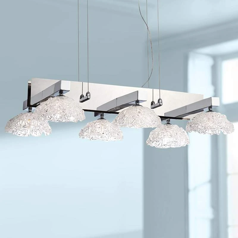 Caramico 29 3/4" Wide Chrome Kitchen Island Light Chandelier 1 Caramico 29 3/4" Wide Chrome Kitchen Island Light Chandelier