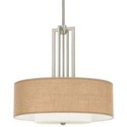 Carey 24" Burlap Double Drum Shade Chandelier