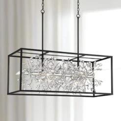 Carrine 38 1/2" Wide Black And Silver Island 8-Light Pendant