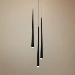 Cascade 12"W Black W/ Clear Crystal LED Multi Light Pendant