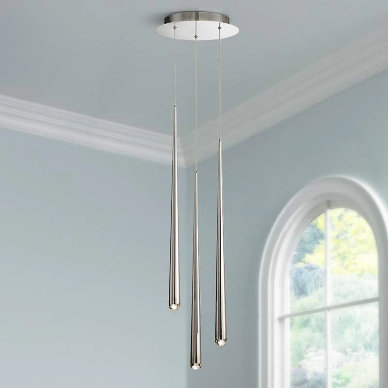 Cascade 12"W Nickel W/ Clear Crystal LED Multi Light Pendant 1 Cascade 12"W Nickel W/ Clear Crystal LED Multi Light Pendant