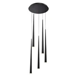 Cascade 17" Wide Matte Black LED 5-Light Multi Light Pendant -Modern Lamp Shop cascade 17 inch wide matte black led 5 light multi light pendant 55r20views1