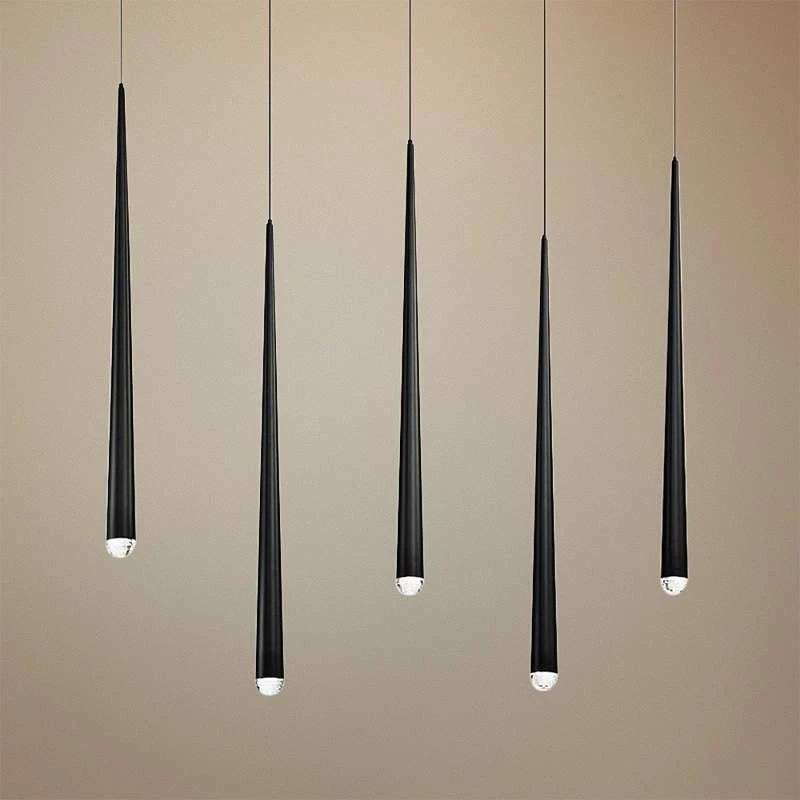 Cascade 40" Wide Matte Black Modern LED Kitchen Island Light Pendant 1 Cascade 40" Wide Matte Black Modern LED Kitchen Island Light Pendant