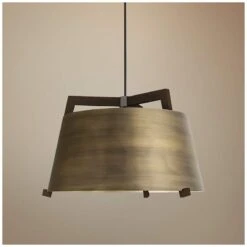 Cerno Ignis 17" Wide Dark Stained Walnut LED Pendant Light