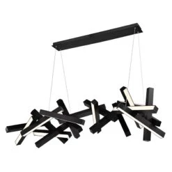 Chaos 72" Wide Black LED Kitchen Island Light Chandelier -Modern Lamp Shop chaos 72 inch wide black led kitchen island light chandelier 55r55views1