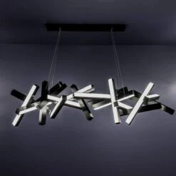 Chaos 72" Wide Black LED Kitchen Island Light Chandelier -Modern Lamp Shop chaos 72 inch wide black led kitchen island light chandelier 55r55views3