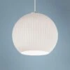 AFX Cleo 12 1/2" Wide Frosted White Ribbed Glass Pendant Light