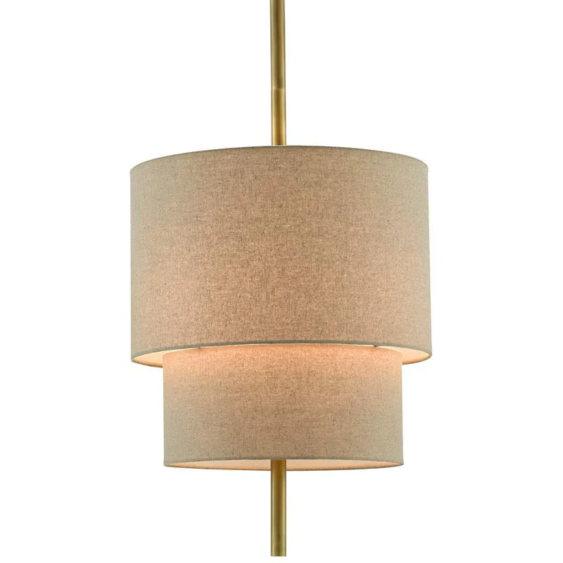 Combermere 19" Wide Antique Brass And Linen Pendant Light 2 Combermere 19" Wide Antique Brass And Linen Pendant Light - Image 2