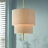 Combermere 19" Wide Antique Brass And Linen Pendant Light