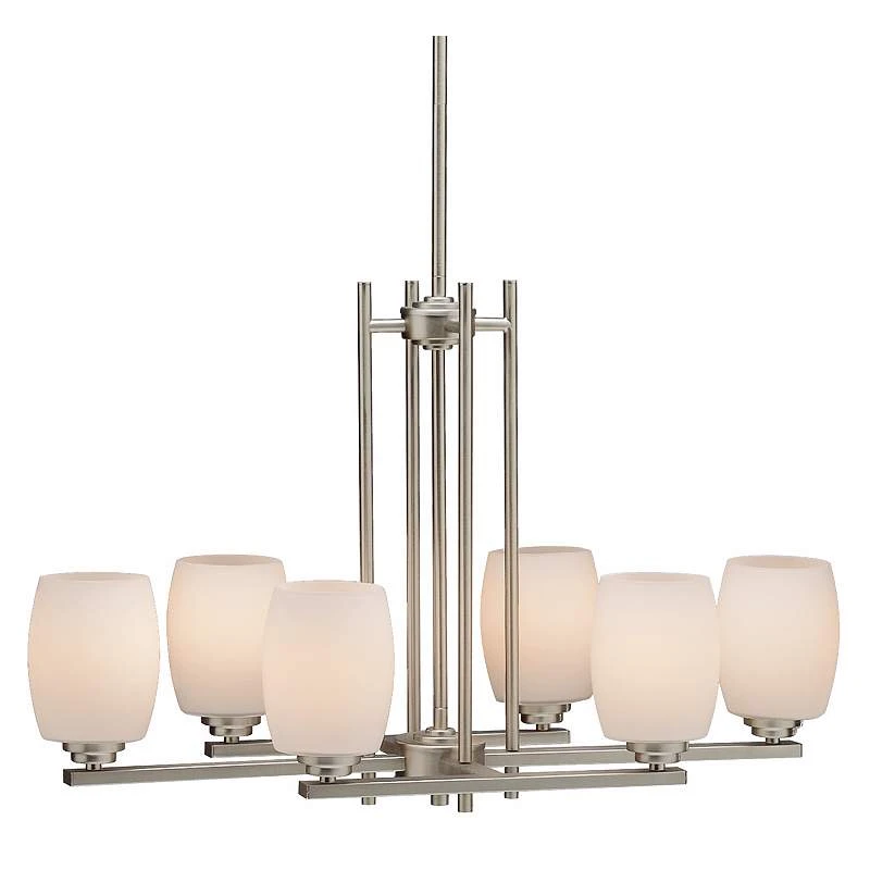 Convertible Brushed Nickel Six Light Chandelier 2 Convertible Brushed Nickel Six Light Chandelier - Image 2