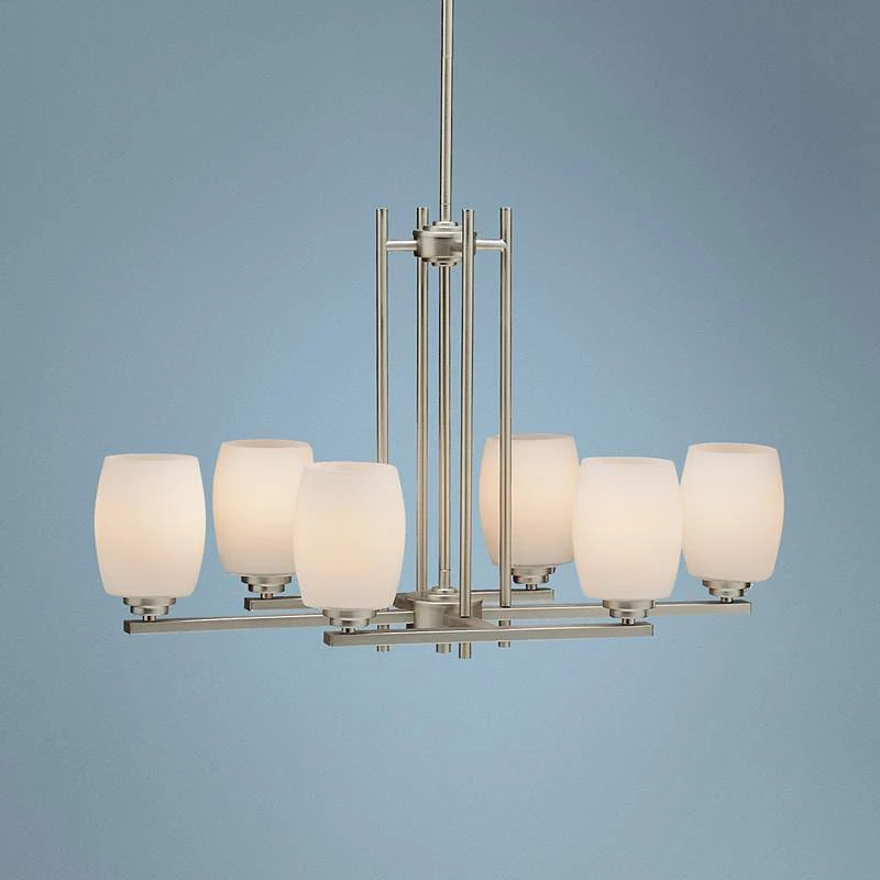Convertible Brushed Nickel Six Light Chandelier 1 Convertible Brushed Nickel Six Light Chandelier