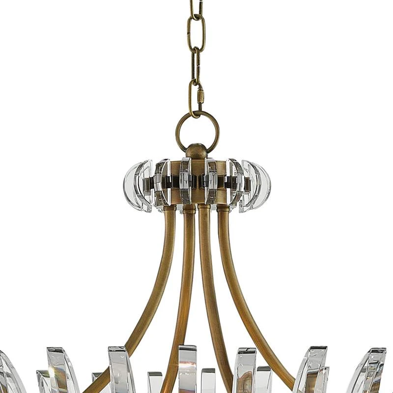 Coquette 29 3/4" Wide Antique Brass And Crystal Chandelier 4 Coquette 29 3/4" Wide Antique Brass And Crystal Chandelier - Image 4